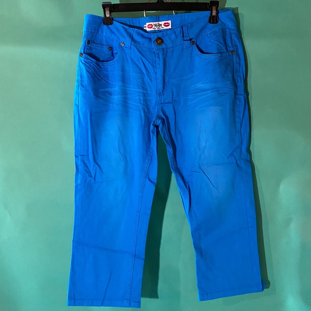 What About Me! WAM Blue Stretch Capri Pants